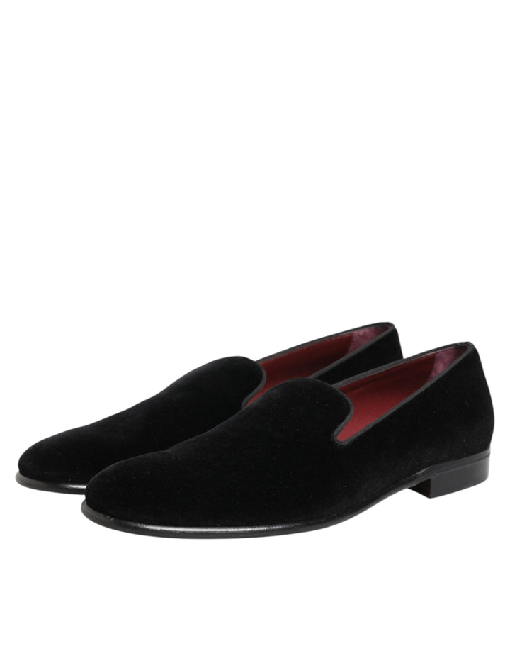 Dolce & Gabbana Black Leather Suede Slip On Loafer Dress Shoes by Dolce & Gabbana outlet now on sale