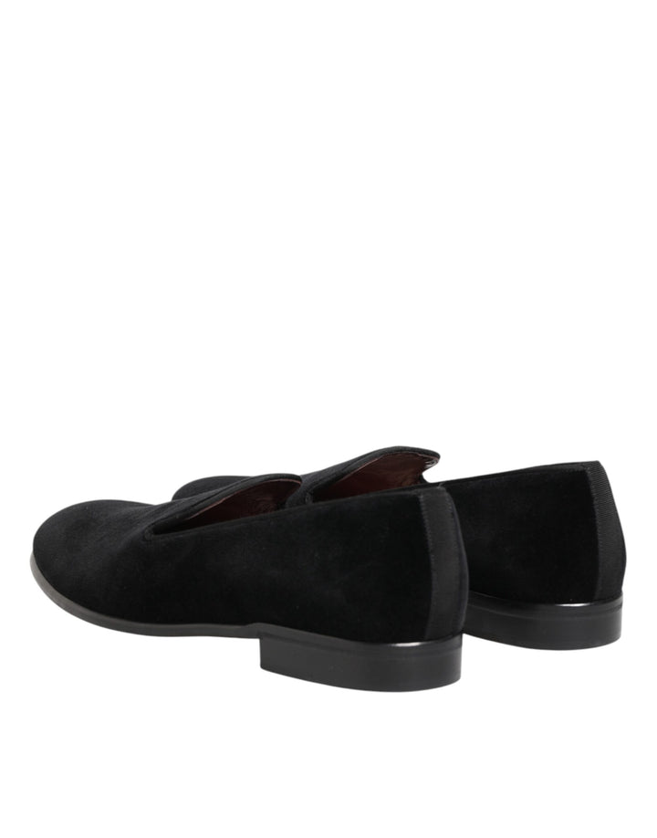 Dolce & Gabbana Black Leather Suede Slip On Loafer Dress Shoes by Dolce & Gabbana outlet now on sale