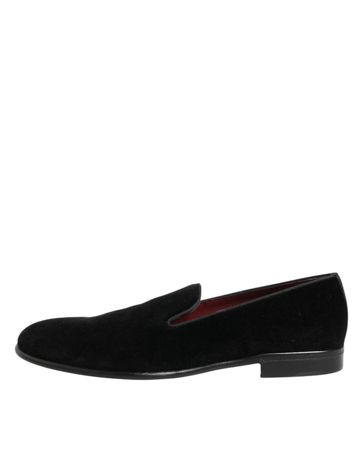 Dolce & Gabbana Black Leather Suede Slip On Loafer Dress Shoes by Dolce & Gabbana outlet now on sale
