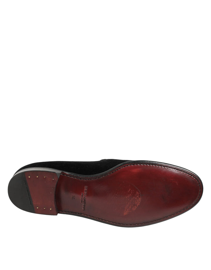 Dolce & Gabbana Black Leather Suede Slip On Loafer Dress Shoes by Dolce & Gabbana outlet now on sale