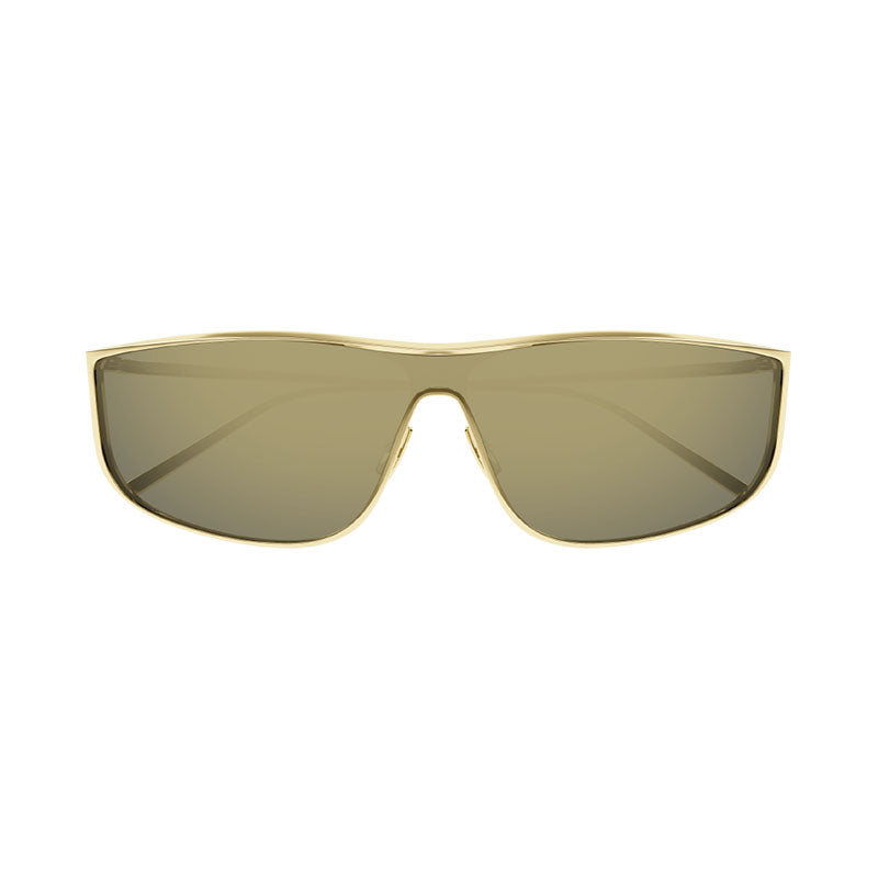 Saint Laurent Sunglasses Shield Full Rim, Gold Frame and Gold Mirror Lens SL605LUNA004