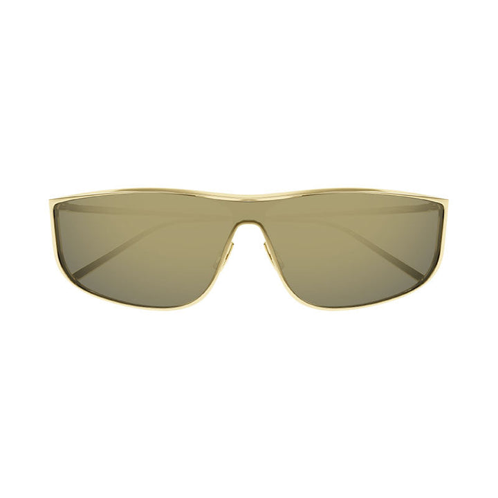 Saint Laurent Sunglasses Shield Full Rim, Gold Frame and Gold Mirror Lens SL605LUNA004