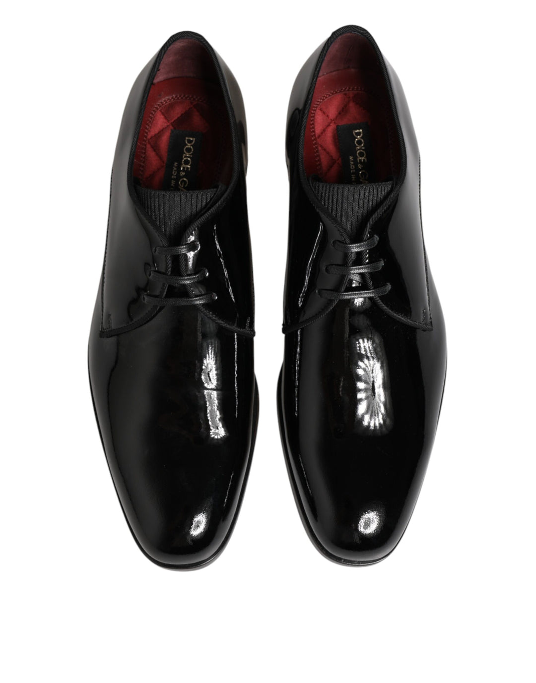 Dolce & Gabbana Black Calfskin Leather Derby Dress Shoes