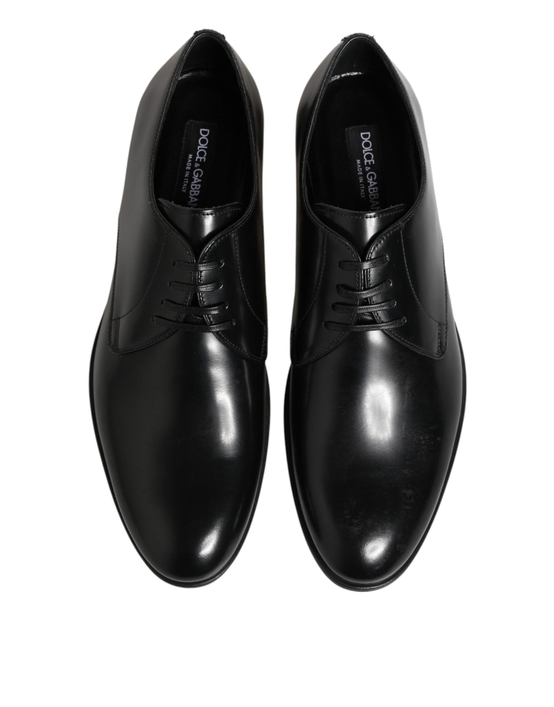 Dolce & Gabbana Black Calfskin Leather Derby Dress Shoes
