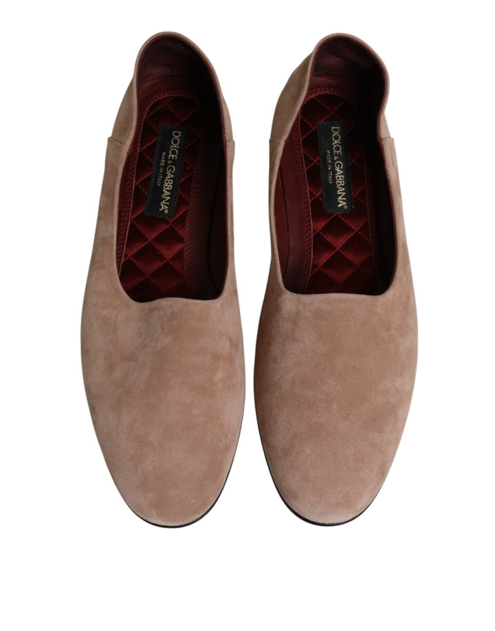 Dolce & Gabbana Beige Leather Suede Slip On Loafers Dress Shoes by Dolce & Gabbana outlet now on sale