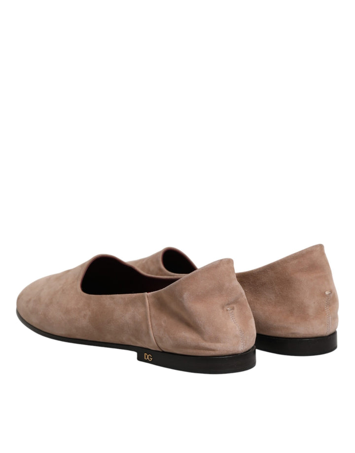 Dolce & Gabbana Beige Leather Suede Slip On Loafers Dress Shoes by Dolce & Gabbana outlet now on sale