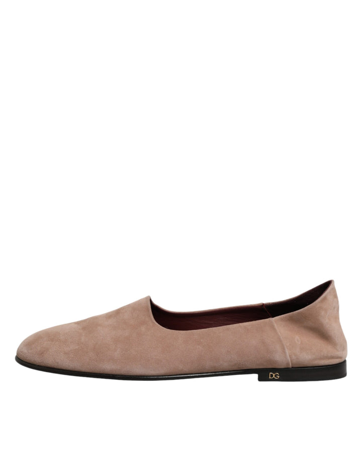 Dolce & Gabbana Beige Leather Suede Slip On Loafers Dress Shoes by Dolce & Gabbana outlet now on sale