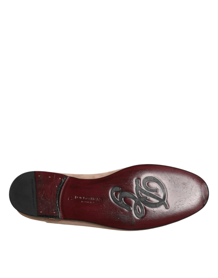 Dolce & Gabbana Beige Leather Suede Slip On Loafers Dress Shoes by Dolce & Gabbana outlet now on sale