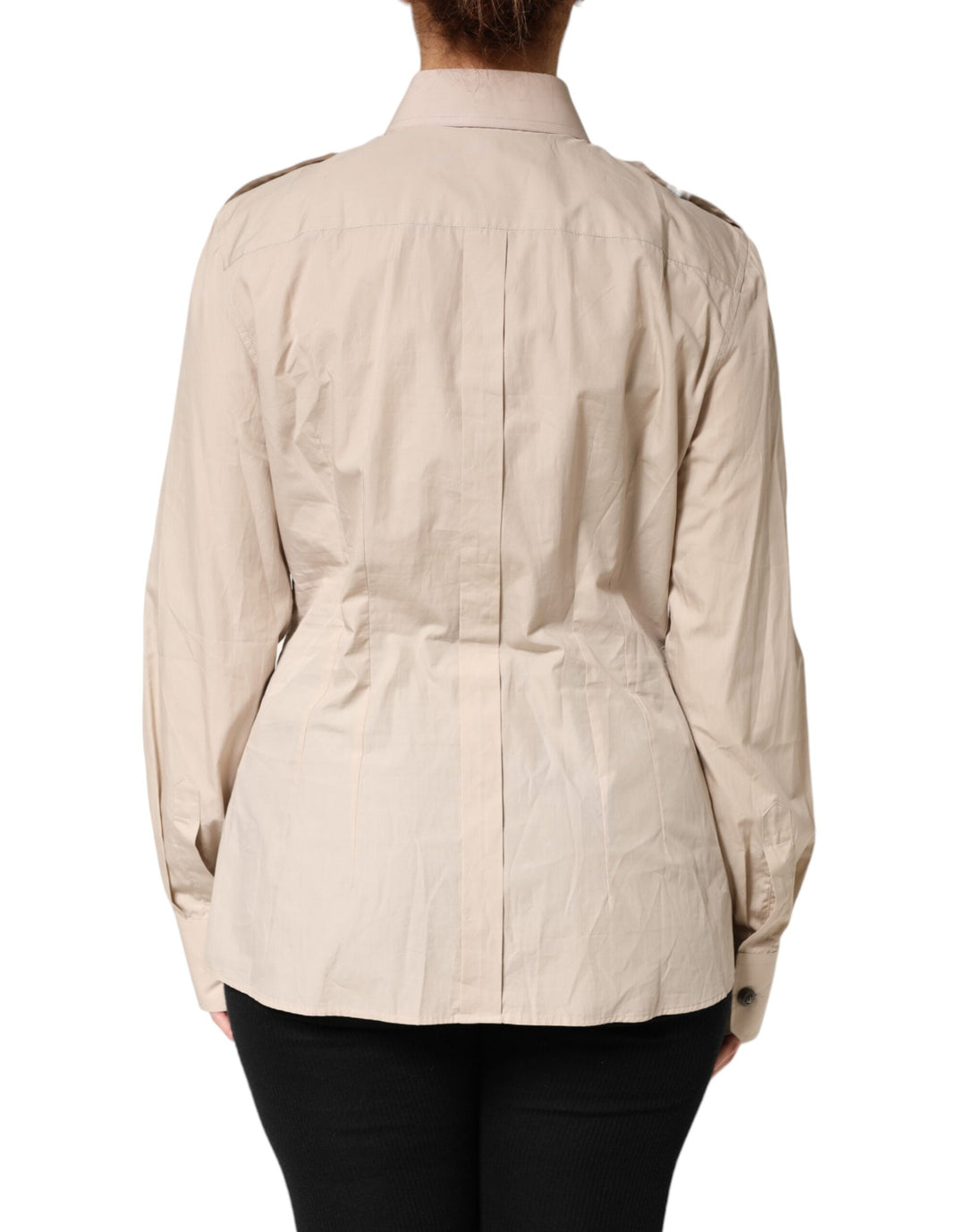 Dolce &amp; Gabbana Beige Collared Long Sleeve Cotton Shirt Top by Dolce &amp; Gabbana outlet now on sale