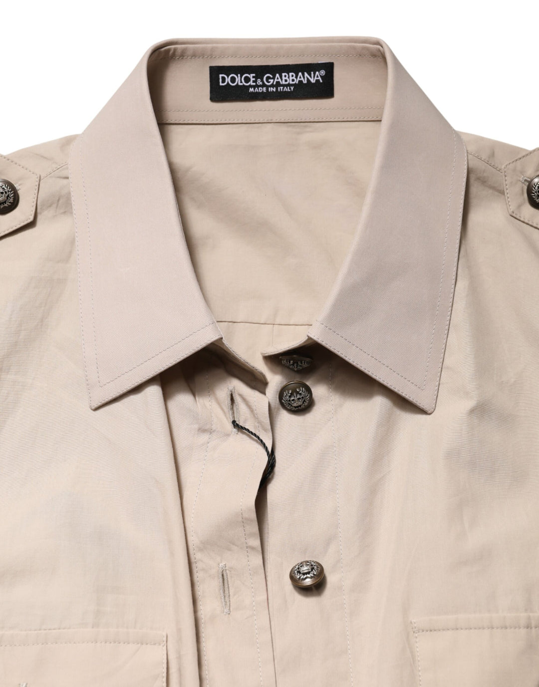 Dolce &amp; Gabbana Beige Collared Long Sleeve Cotton Shirt Top by Dolce &amp; Gabbana outlet now on sale