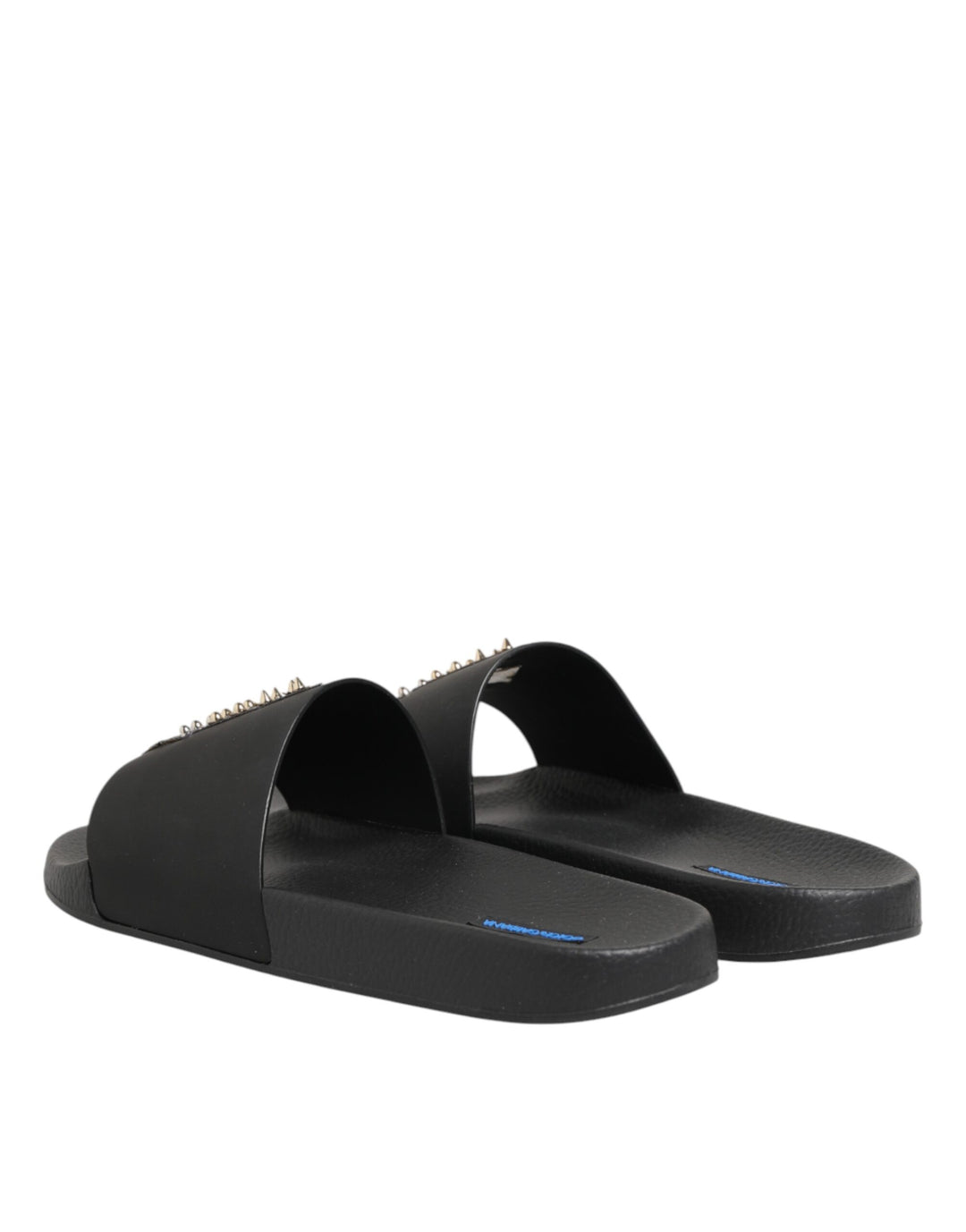 Dolce &amp; Gabbana Black Leather Slides Sandals Beachwear Shoes by Dolce &amp; Gabbana outlet now on sale