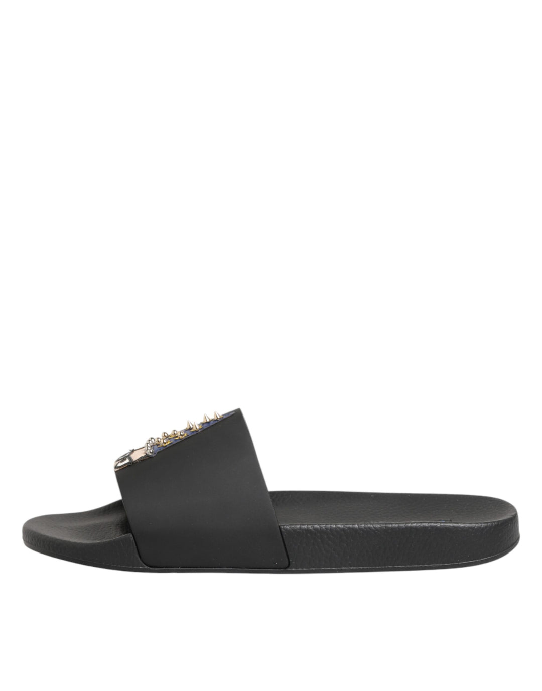 Dolce &amp; Gabbana Black Leather Slides Sandals Beachwear Shoes by Dolce &amp; Gabbana outlet now on sale