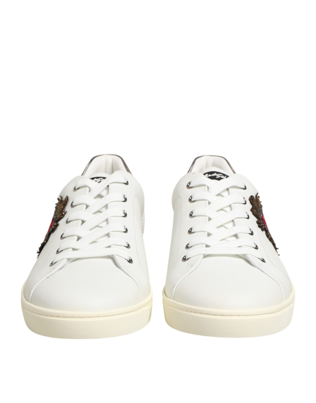 Dolce &amp; Gabbana Sample Sale Dolce &amp; Gabbana White Leather Heart Embellished Sneakers Shoes - | Designer outlet