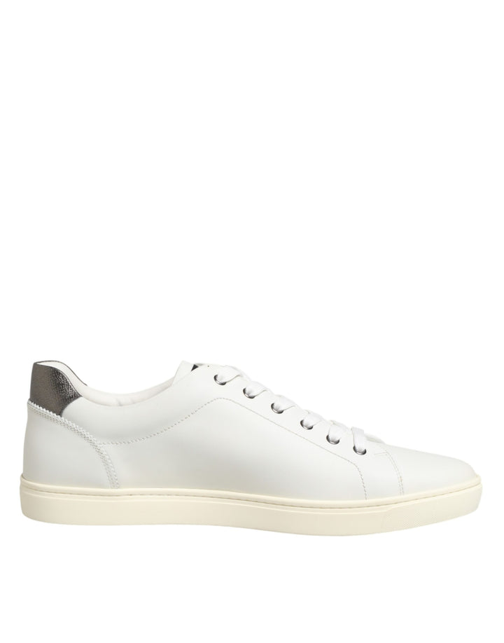 Dolce &amp; Gabbana White Leather Heart Embellished Sneakers Shoes by Dolce &amp; Gabbana outlet now on sale