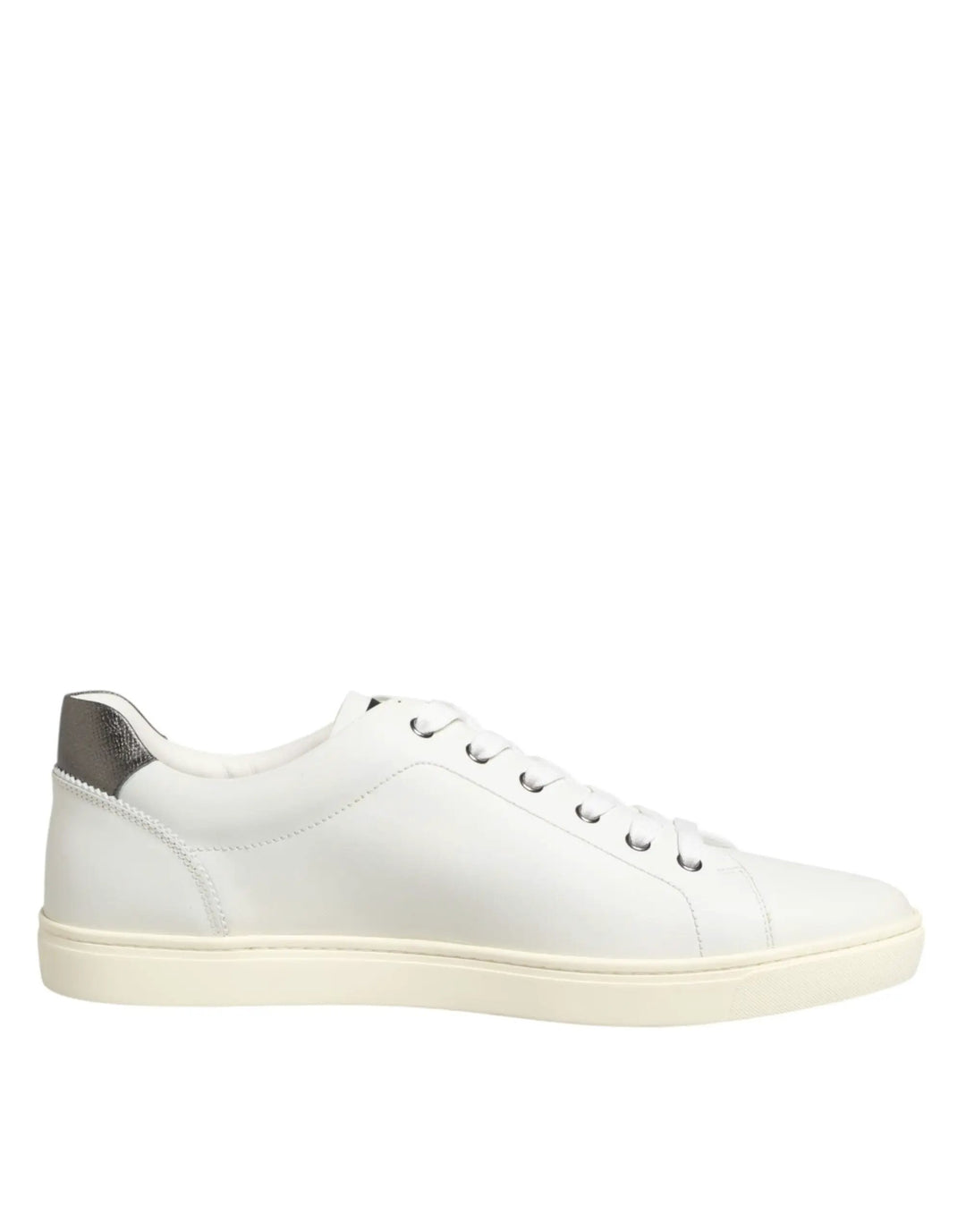 Dolce &amp; Gabbana White Leather Heart Embellished Sneakers Shoes