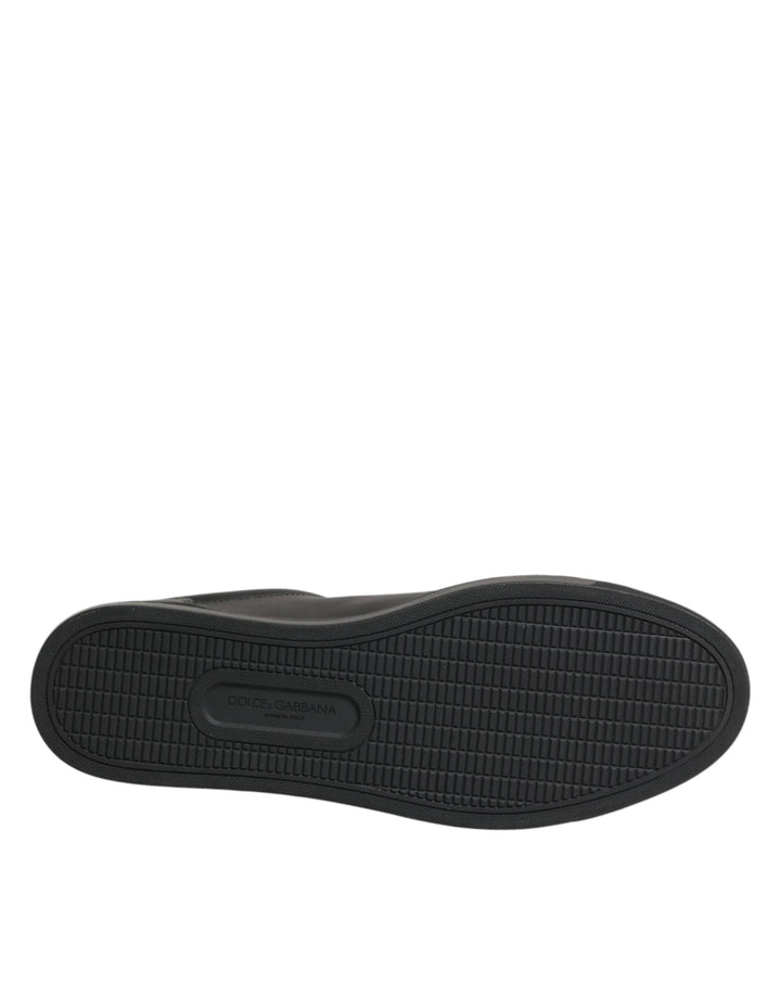 Dolce &amp; Gabbana Black Leather Heart Embellished Sneakers Shoes by Dolce &amp; Gabbana outlet now on sale