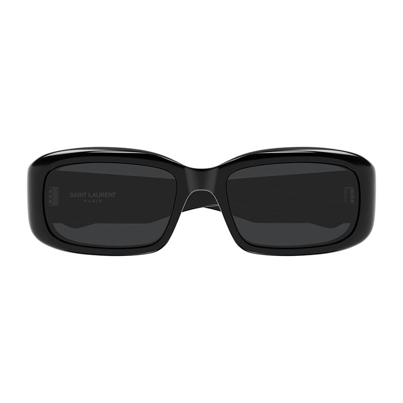 Saint Laurent Sunglasses Rectangle Full Rim, Shiny Black Frame and Grey Lens SL809001