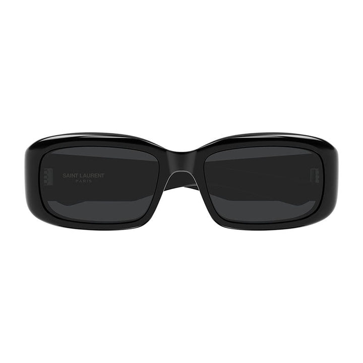Saint Laurent Sunglasses Rectangle Full Rim, Shiny Black Frame and Grey Lens SL809001