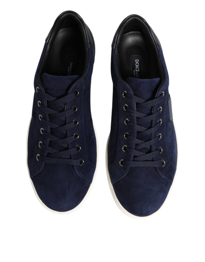 Dolce &amp; Gabbana Sample Sale Dolce &amp; Gabbana Blue Leather Suede Low Top Sneakers Shoes - | Designer outlet
