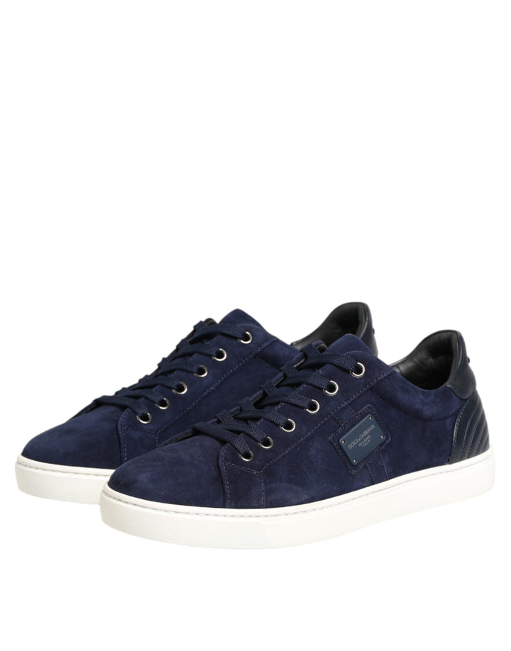 Dolce &amp; Gabbana Sample Sale Dolce &amp; Gabbana Blue Leather Suede Low Top Sneakers Shoes - | Designer outlet