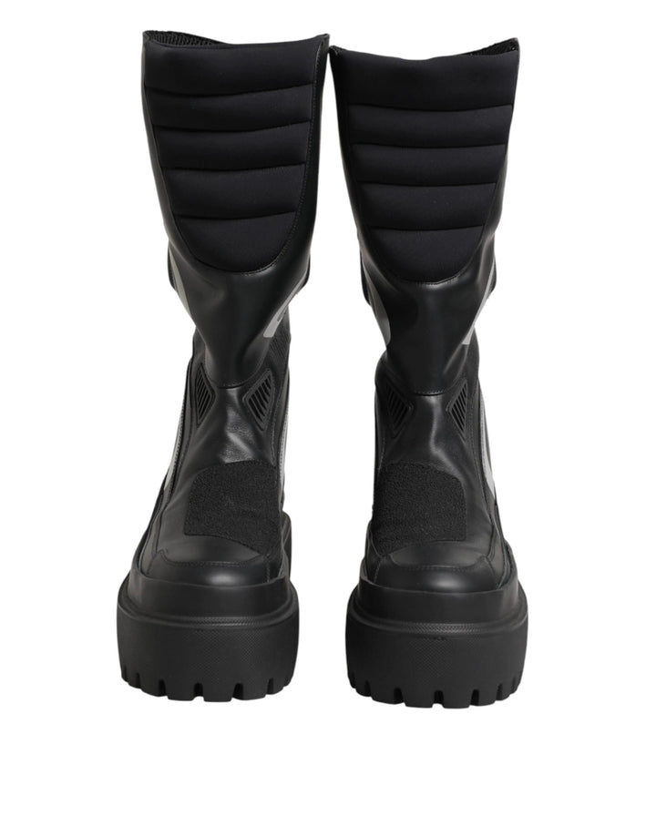 Dolce &amp; Gabbana Black Leather Mid Calf Biker Boots Shoes by Dolce &amp; Gabbana outlet now on sale