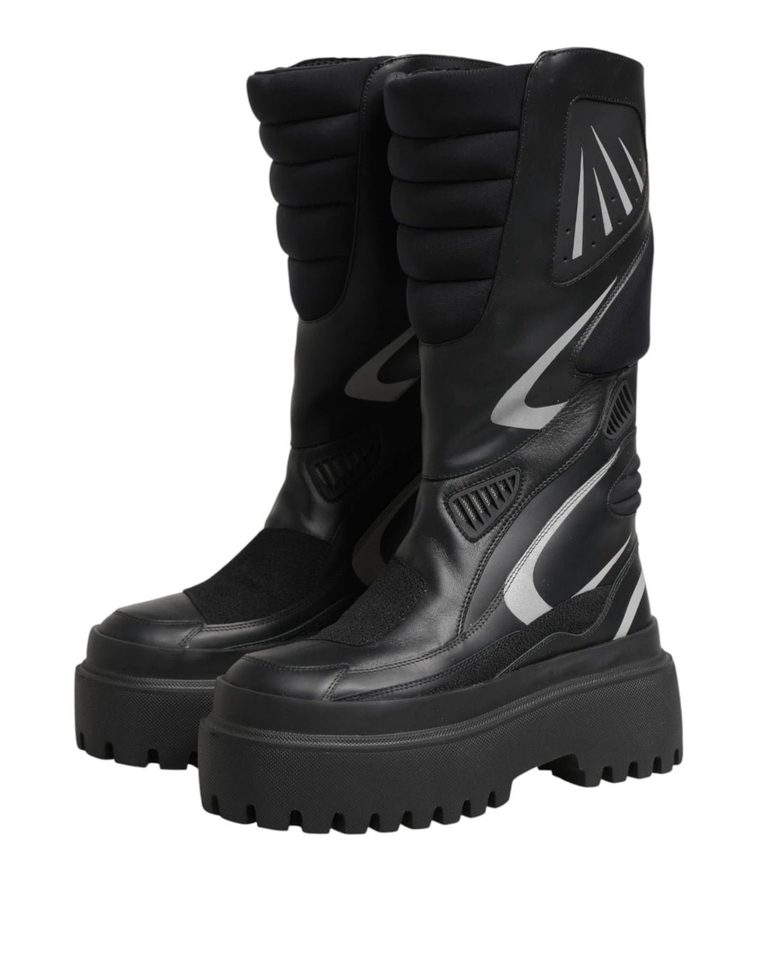 Dolce &amp; Gabbana Black Leather Mid Calf Biker Boots Shoes by Dolce &amp; Gabbana outlet now on sale
