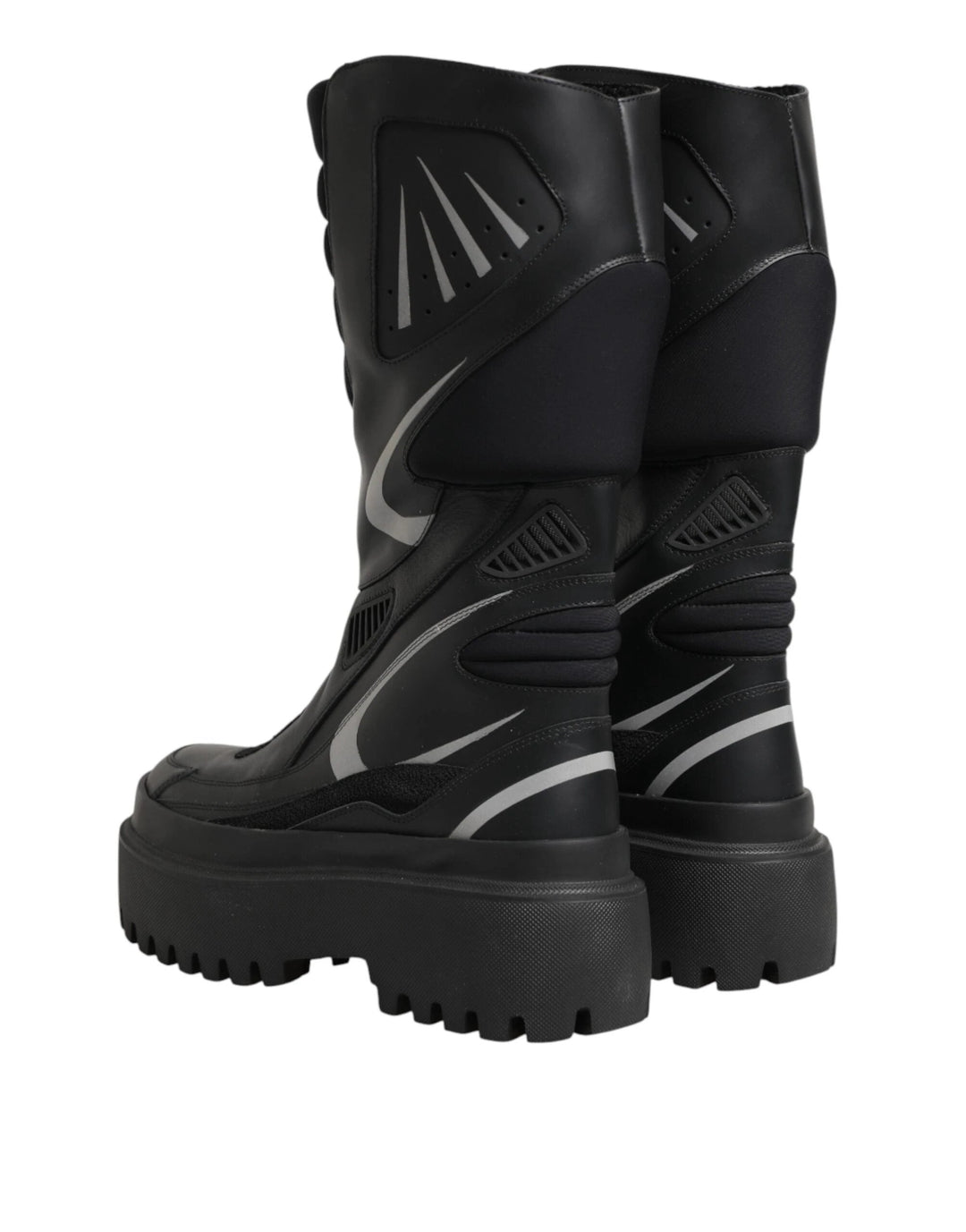 Dolce &amp; Gabbana Black Leather Mid Calf Biker Boots Shoes by Dolce &amp; Gabbana outlet now on sale