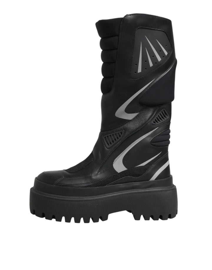 Dolce &amp; Gabbana Black Leather Mid Calf Biker Boots Shoes by Dolce &amp; Gabbana outlet now on sale