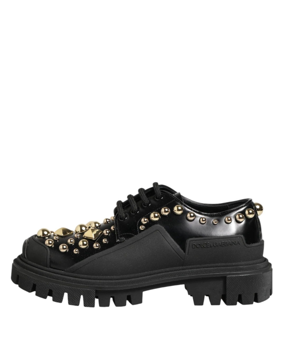 Dolce &amp; Gabbana Sample Sale Dolce &amp; Gabbana Black Leather Jeweled Crystals Derby Shoes - | Designer outlet