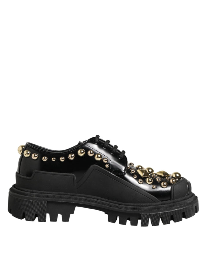 Dolce &amp; Gabbana Sample Sale Dolce &amp; Gabbana Black Leather Jeweled Crystals Derby Shoes - | Designer outlet