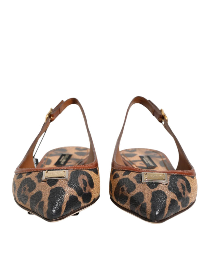 Dolce &amp; Gabbana Brown Leopard Slingback Flats Sandals Shoes by Dolce &amp; Gabbana outlet now on sale