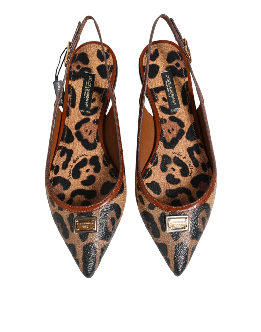 Dolce &amp; Gabbana Brown Leopard Slingback Flats Sandals Shoes by Dolce &amp; Gabbana outlet now on sale