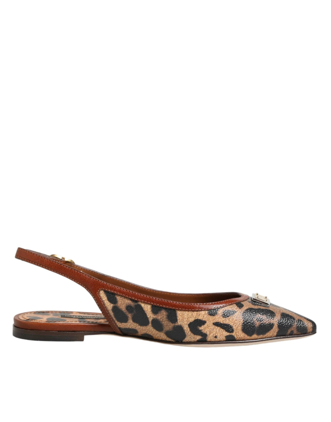 Dolce &amp; Gabbana Brown Leopard Slingback Flats Sandals Shoes by Dolce &amp; Gabbana outlet now on sale