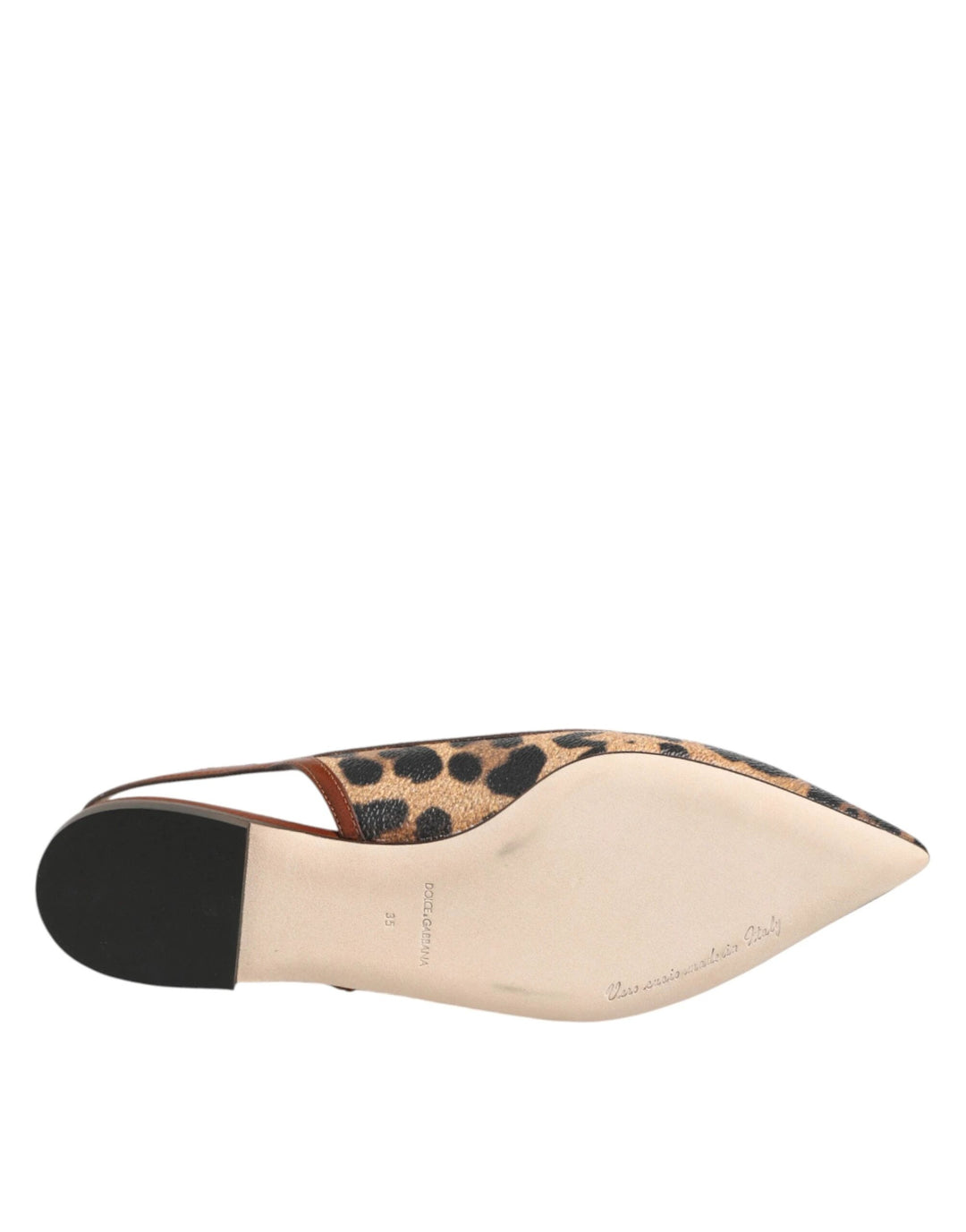 Dolce &amp; Gabbana Brown Leopard Slingback Flats Sandals Shoes by Dolce &amp; Gabbana outlet now on sale