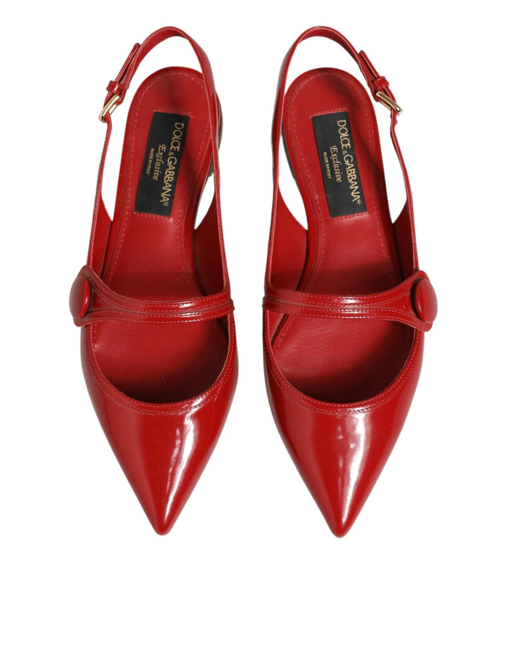 Dolce &amp; Gabbana Sample Sale Dolce &amp; Gabbana Red Leather Slingback Flats Sandals Shoes - | Designer outlet