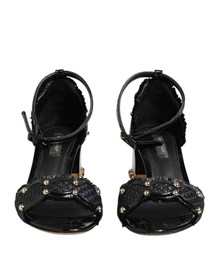 Dolce &amp; Gabbana Sample Sale Dolce &amp; Gabbana Black Studded Ankle Strap Sandals Shoes - | Designer outlet
