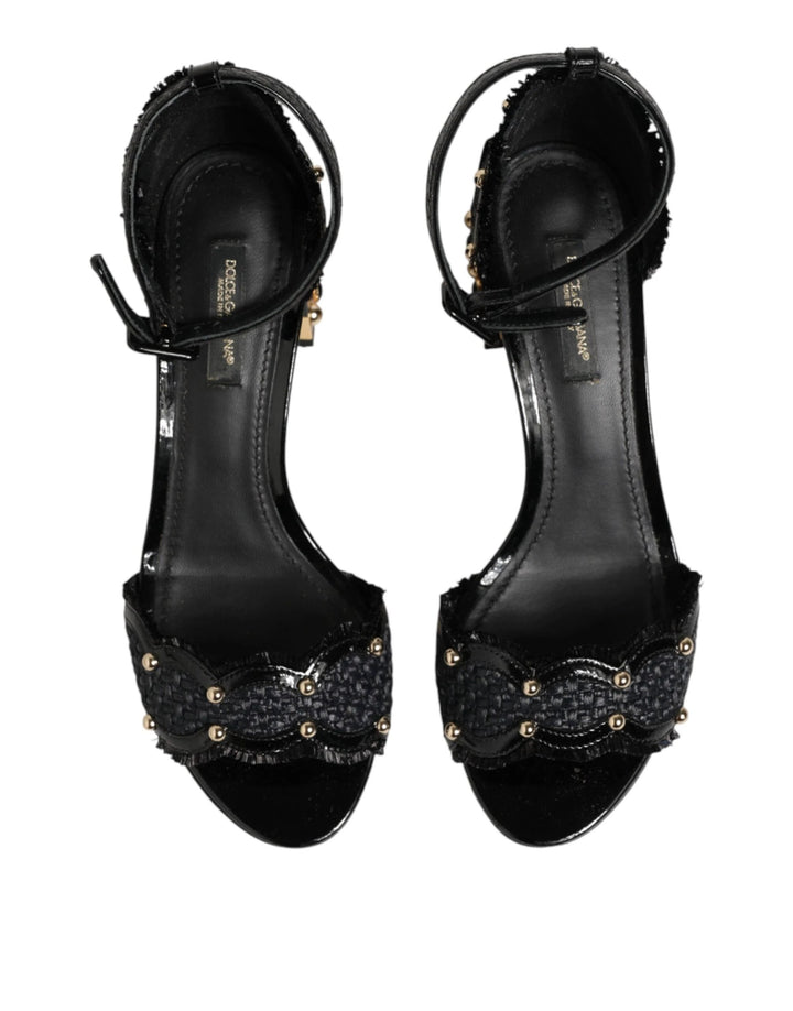Dolce &amp; Gabbana Sample Sale Dolce &amp; Gabbana Black Studded Ankle Strap Sandals Shoes - | Designer outlet