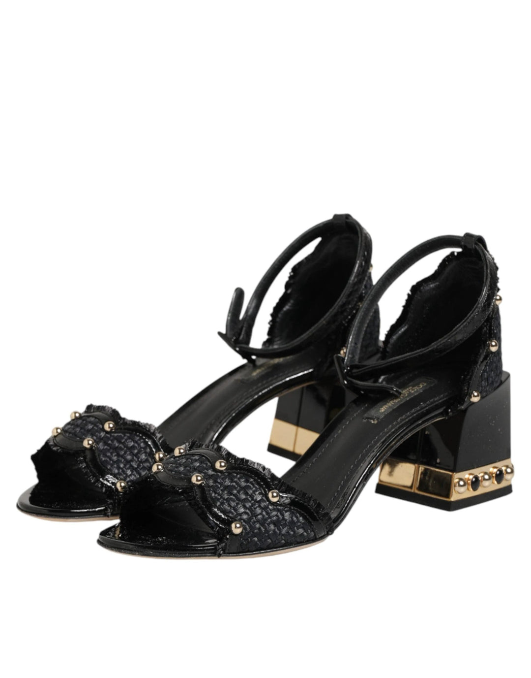 Dolce &amp; Gabbana Sample Sale Dolce &amp; Gabbana Black Studded Ankle Strap Sandals Shoes - | Designer outlet