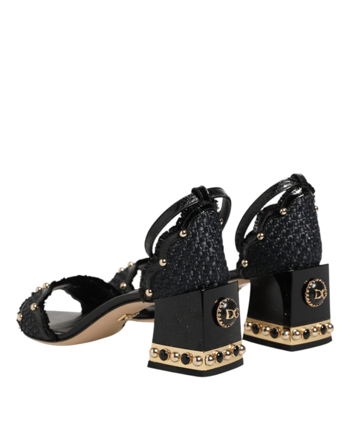 Dolce &amp; Gabbana Sample Sale Dolce &amp; Gabbana Black Studded Ankle Strap Sandals Shoes - | Designer outlet
