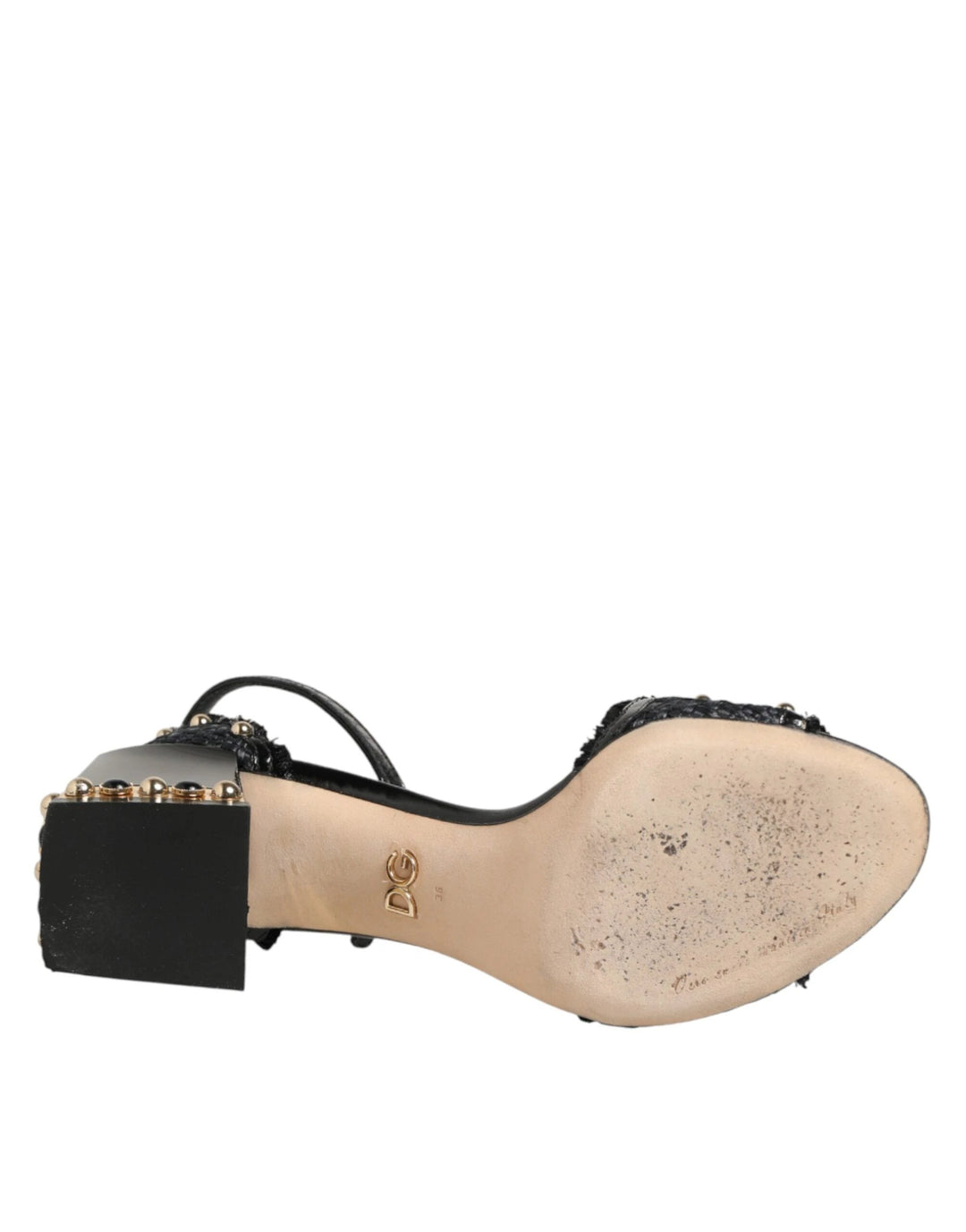 Dolce &amp; Gabbana Sample Sale Dolce &amp; Gabbana Black Studded Ankle Strap Sandals Shoes - | Designer outlet
