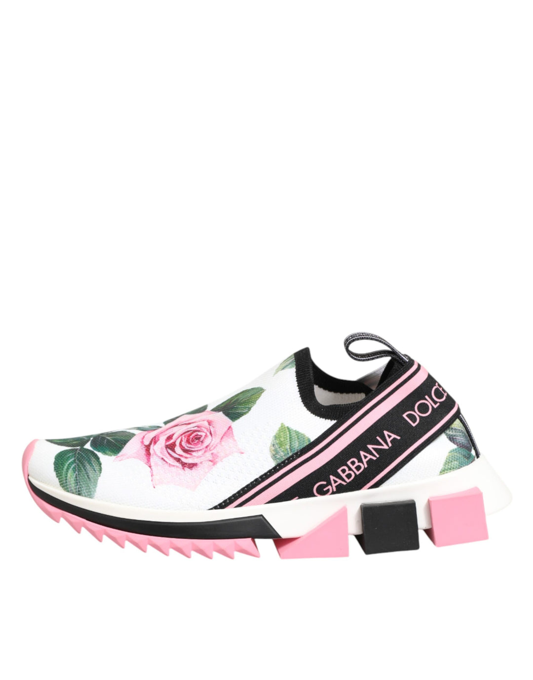 Dolce & Gabbana White Rose Print Sorrento Sneakers Shoes
