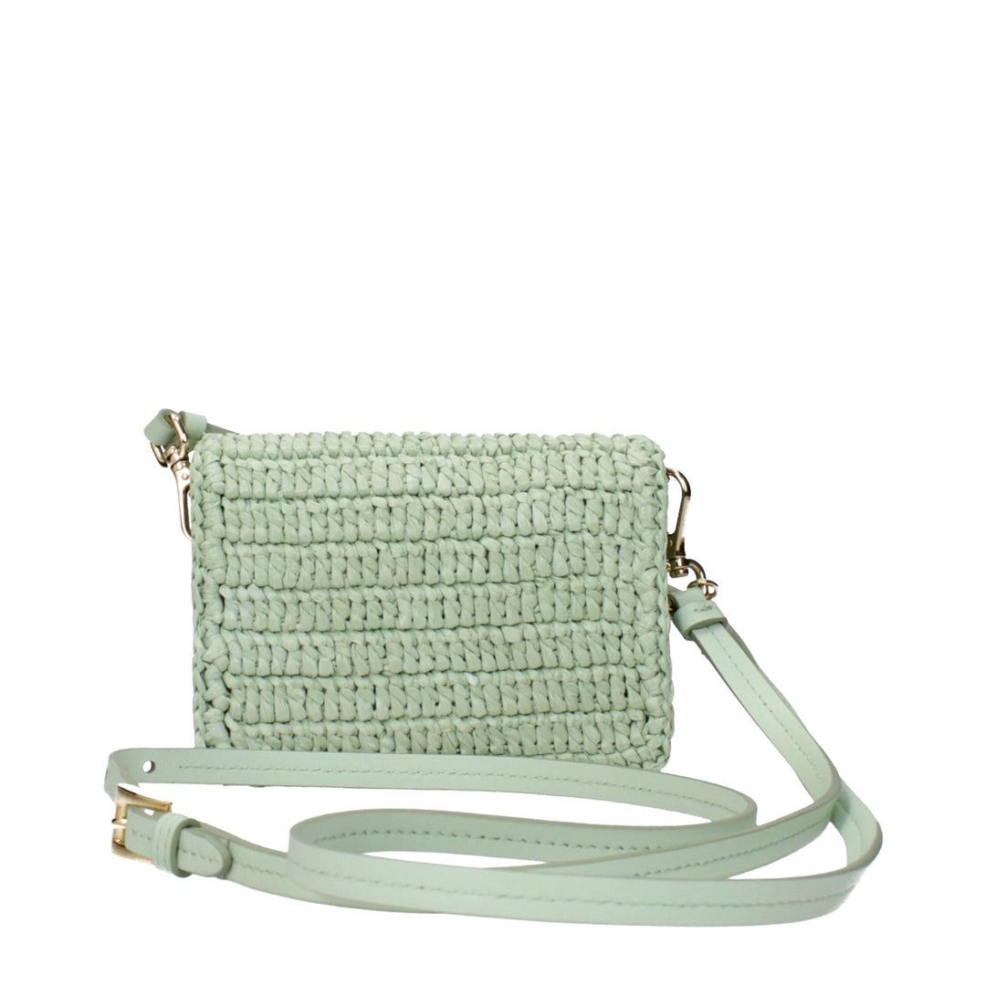 Prada Green Raffia Crossbody Bag