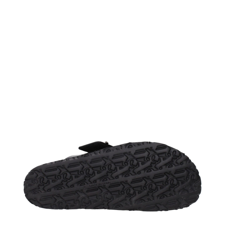 Palm Angels Black Leather Slippers