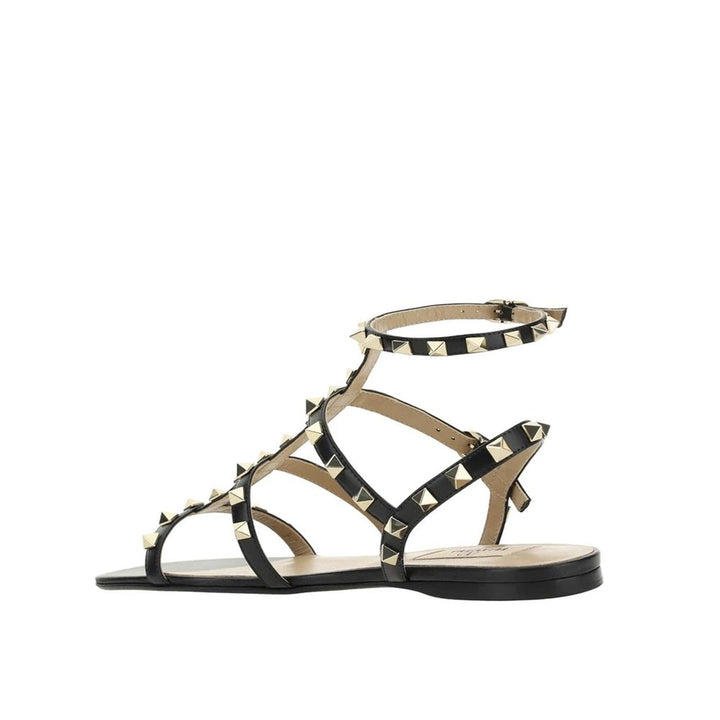 Valentino Garavani Black Calfskin Strap-On Sandals