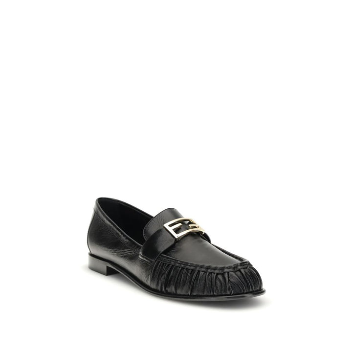 Fendi Black Calf Leather Bos Taurus Slip-On Loafers