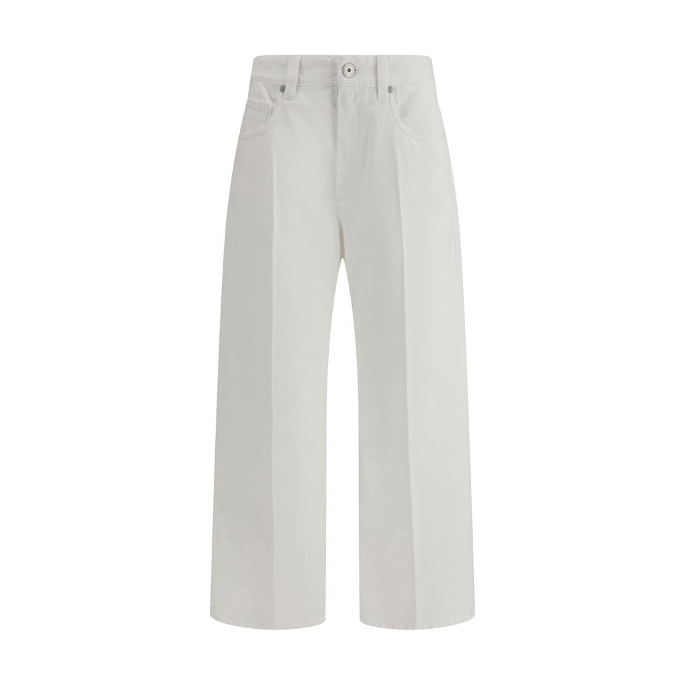 Brunello Cucinelli White Cotton Cropped Jeans by Brunello Cucinelli outlet now on sale