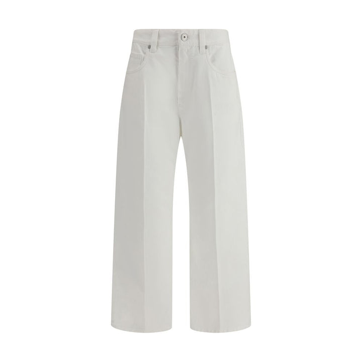 Brunello Cucinelli White Cotton Cropped Jeans by Brunello Cucinelli outlet now on sale