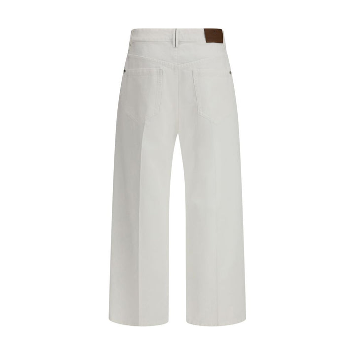 Brunello Cucinelli White Cotton Cropped Jeans by Brunello Cucinelli outlet now on sale