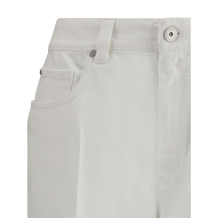 Brunello Cucinelli White Cotton Cropped Jeans by Brunello Cucinelli outlet now on sale