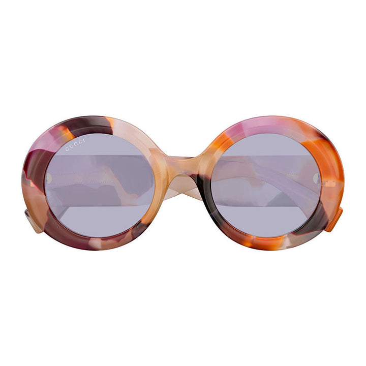 Gucci Sunglasses Round Full Rim, Spotted Violet and Cloudy Pink Havana Frame and Vivid Violet Lens GG1748S003